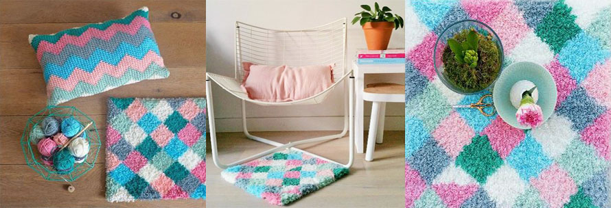 kussen haken en kleedje knopen met Durable Cosy | Hobby Gigant