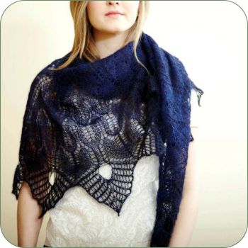 Breipakket kantsjaal winter thaw van kidmohair en zijde 