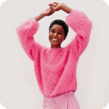 Gebreid gilet in oranje.