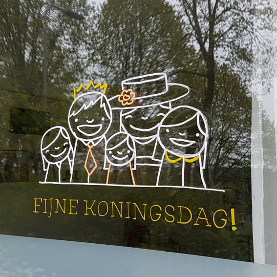 koningsdag raamtekening