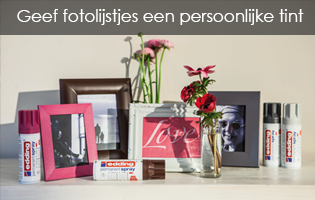 Fotolijstjes in mooie modetinten met edding acryllak