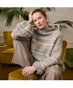 Gestreepte bouclé damestrui breien - Lana Grossa breipakket | hobbygigant.nl