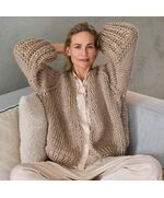 Chunky raglan damesvest met glitter breien - Breipakket