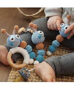 Baby speelgoed set speenkoord, bijtring en rammelaar haken - Durable haakpakket, Kleur: Blauw, 2 image