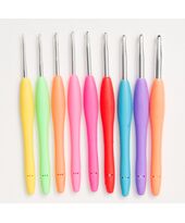 Breihaken haaknaalden, 9 stuks, Akozon TPR, zachte rubberen handgreep, kleur 2-6 mm, aluminium breinaald (plastic verpakkingen
