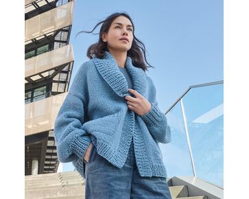 Damesvest met sjaalkraag breien - Lana Grossa breipakket | hobbygigant.nl