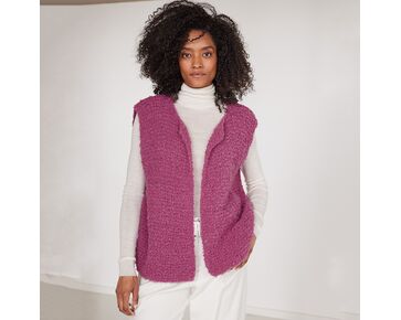 Mouwloos bouclé damesvest breien - Lana Grossa breipakket | hobbygigant.nl