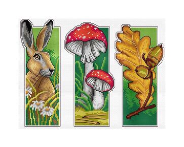 Boekenleggers bos - set van 3 - Orchidea telpatroon borduurpakket | hobbygigant.nl