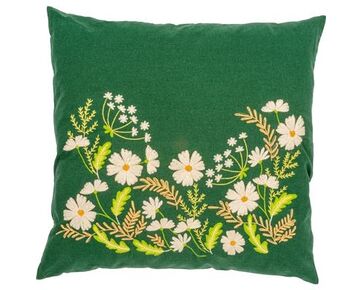 Groen kussen met witte bloemen borduren - Vervaco borduurpakket | hobbygigant.nl