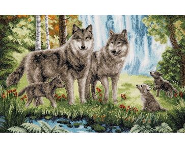 Wolf familie borduren - Vervaco borduurpakket | hobbygigant.nl