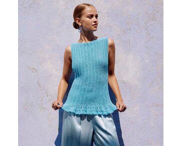 Dwars gehaakt topje voor dames - Lang Yarns Whisper haakpakket | hobbygigant.nl