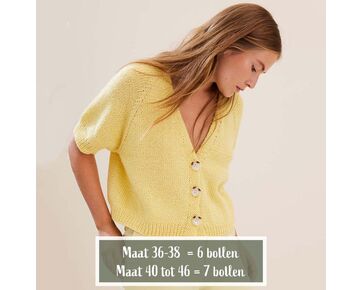 Damesvest met korte mouwen breien - Lana Grossa breipatroon