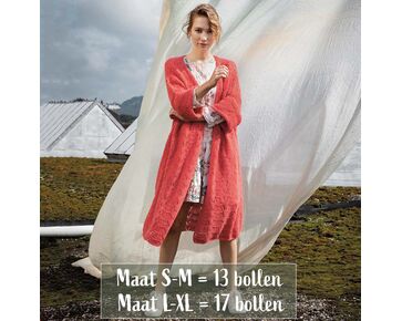 Lang damesvest met ajourpatroon breien - Alpaca Superlight breitroon