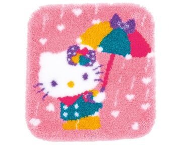 Hello Kitty met hartjes regen knoopkleed - Vervaco knooppakket