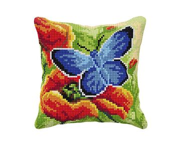 Vlinder Borduurkussen - Orchidea borduurpakket