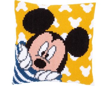 Mickey kiekeboe borduurkussen - Vervaco borduurpakket