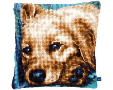 Schattige hond borduurkussen - Vervaco borduurpakket