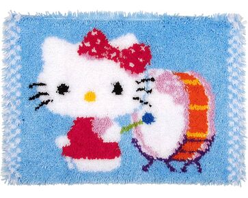 Hello Kitty met trommel knoopkleed - Vervaco knooppakket