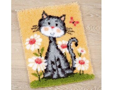 Poes met bloemen knoopkleed - Vervaco knooppakket
