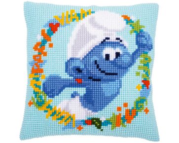 Smurfen borduurkussen - Vervaco borduurpakket
