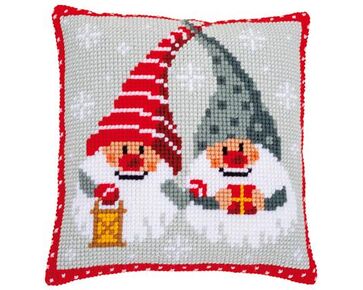 Kerstkabouters borduurkussen - Vervaco borduurpakket