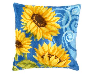 Zonnebloemen borduurkussen - Kussenpakket Vervaco | HobbyGigant