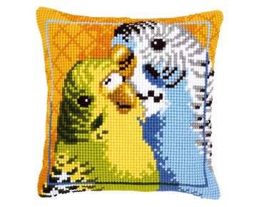 Grasparkieten borduurkussen - Kussenpakket Vervaco | HobbyGigant