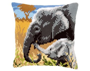 Olifantenliefde borduurkussen - Kussenpakket Vervaco | HobbyGigant