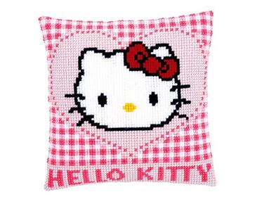 Hello Kitty in hartje borduurkussen - Vervaco borduurpakket | HobbyGigant