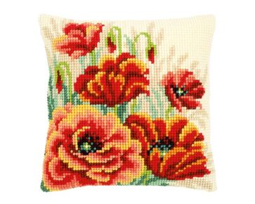 Klaprozen borduurkussen - Vervaco borduurpakket | HobbyGigant