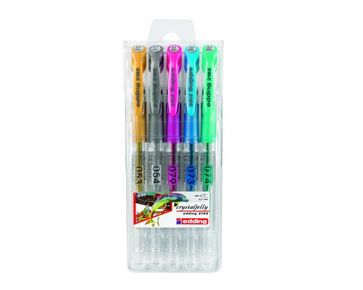 Gelrollers edding 2185 set van 5 - goud, zilver, blauw, groen, roze