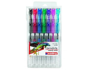 Gelrollers edding 2185 set van 7- zwart, rood, blauw, groen,  violet, roze, lichtblauw