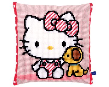 Hello Kitty met hondje borduurkussen - Vervaco borduurpakket | HobbyGigant