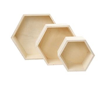Houten wandkastjes, zeshoek
