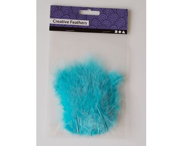 decoratie veertjes 15 stuks - turquoise | hobbygigant.nl