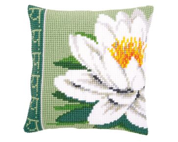 Witte Lotusbloem borduurkussen - Vervaco borduurpakket | HobbyGigant