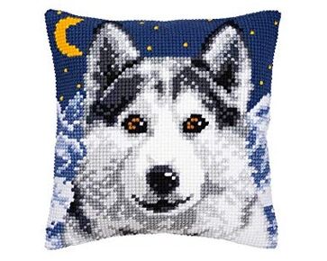 Husky in de nacht borduurkussen - Vervaco borduurpakket | HobbyGigant