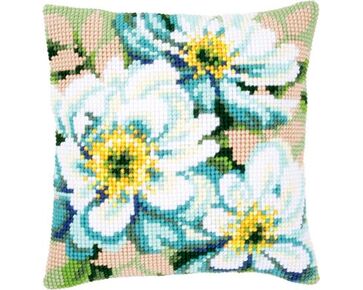 Japanse anemonen II borduurkussen - Vervaco borduurpakket | HobbyGigant