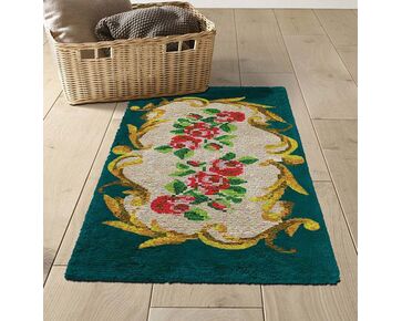 Groen rozen vloerkleed knopen - Knooppakket Smyrnalaine 3954