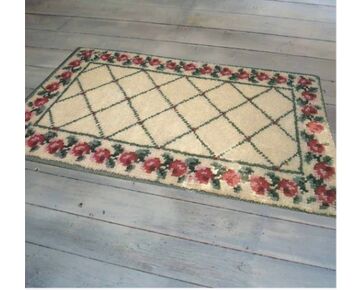 Bloemen en ruiten vloerkleed knopen - Knooppakket Smyrnalaine