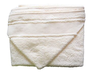 Badcape ivoor met borduurrand