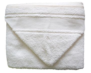 Badcape gebroken wit met borduurrand