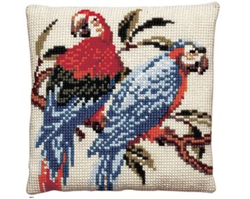 Papegaaien borduurkussen - PAKO borduurpakket | HobbyGigant