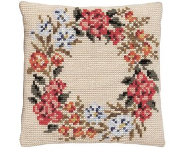Bloemenkrans borduurkussen - PAKO borduurpakket | HobbyGigant