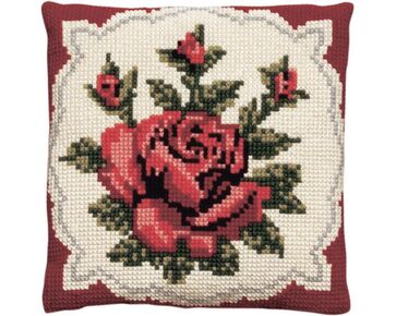 Rode Rozen borduurkussen - PAKO borduurpakket | HobbyGigant