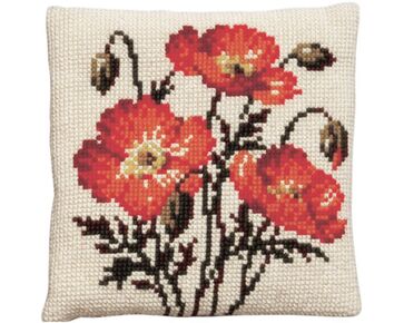 Papavers borduurkussen - PAKO borduurpakket | HobbyGigant