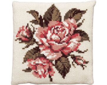 Rozen borduurkussen - PAKO borduurpakket | HobbyGigant