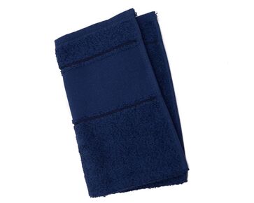 Handdoek donker blauw met borduurrand | HobbyGigant