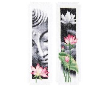 Boekenlegger Lotus en Boeddha - set van 2 - Vervaco telpatroon borduurpakket