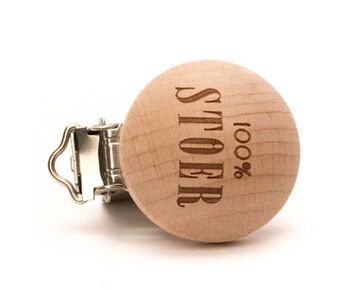 Houten speenclip met tekst 100% stoer - 2 stuks | hobbygigant.nl
